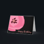 Tarjeta de cumpleaños de tulipanes rosados calient<br><div class="desc">Una tarjeta de cumpleaños con la imagen de un tulipán rosado caliente a la izquierda sobre un fondo negro. El texto rosado a la derecha dice "Feliz cumpleaños". En blanco dentro.</div>