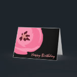 Tarjeta de cumpleaños de tulipanes rosados calient<br><div class="desc">Una tarjeta de cumpleaños con la imagen de un tulipán rosado caliente a la izquierda sobre un fondo negro. El texto rosado a la derecha dice "Feliz cumpleaños". En blanco dentro.</div>