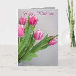 Tarjeta de cumpleaños de tulipano rosado