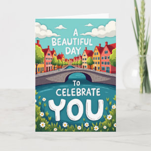 Tarjeta de cumpleaños de un alegre pueblo canalero