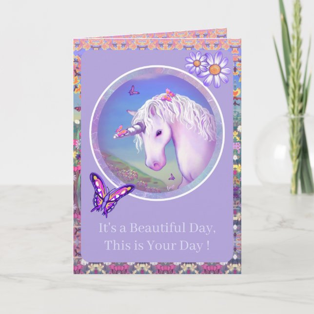 Tarjeta de cumpleaños de un paraíso púrpura (Anverso)