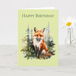 Tarjeta de cumpleaños de un zorro en un bosque #1