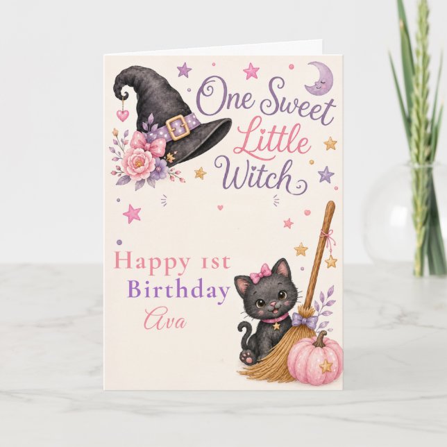 Tarjeta de cumpleaños de una dulce brujita (Anverso)