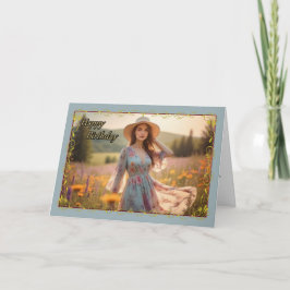 Tarjeta de cumpleaños de una mujer con sueños de f