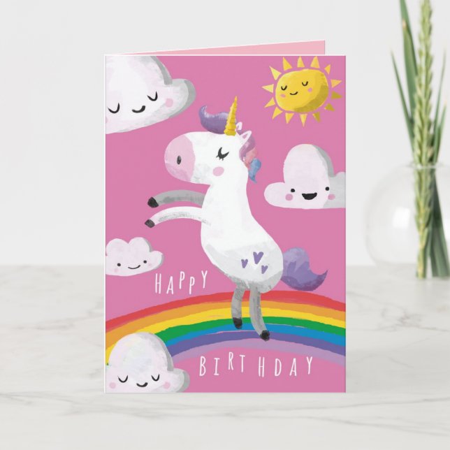 Tarjeta de cumpleaños de Unicorn (Anverso)