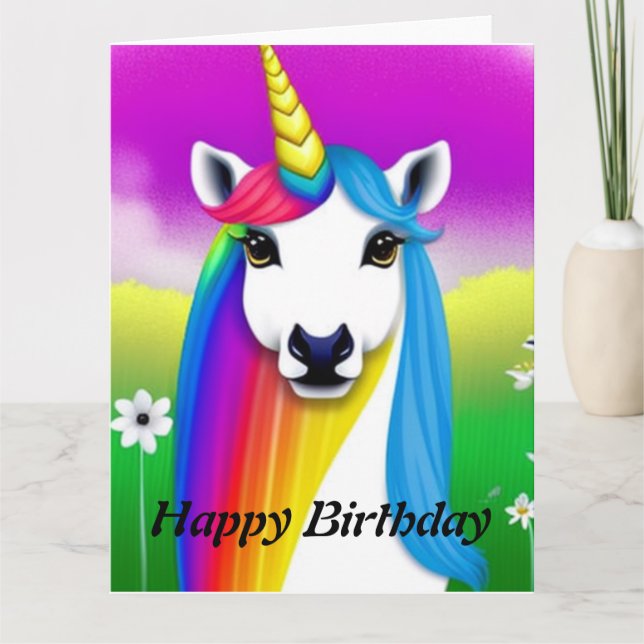 Tarjeta de cumpleaños de Unicornio (Anverso)