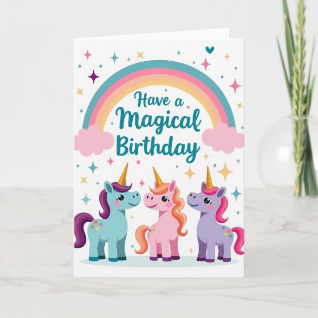 Tarjeta de cumpleaños de Unicornio Dulce (Anverso)