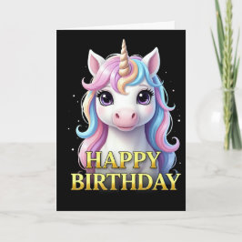TARJETA DE CUMPLEAÑOS DE UNICORNIO EN PRIMER PLANO