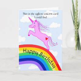 Tarjeta de cumpleaños de Unicornio feo