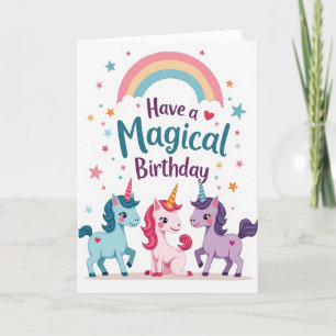 Tarjeta de cumpleaños de unicornio mágico