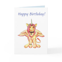 Tarjeta de cumpleaños de Unicornio para gato león