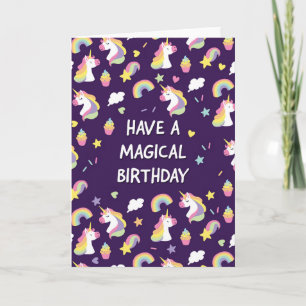 Tarjeta de cumpleaños de unicornio para niñas