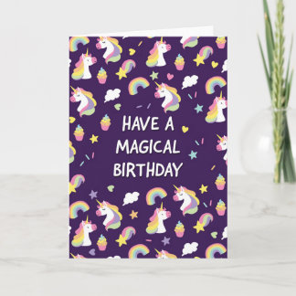 Tarjeta de cumpleaños de unicornio para niñas
