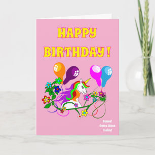 tarjeta de cumpleaños de UNICORNIO para niños dive