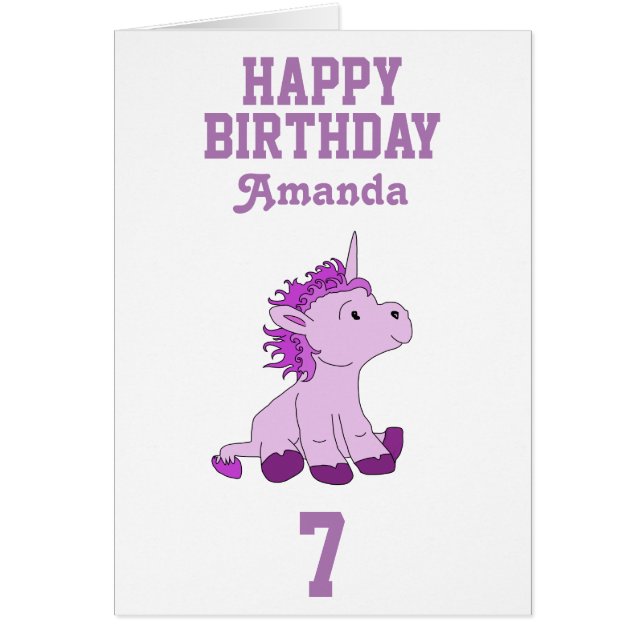 Tarjeta de cumpleaños de Unicornio para niños - Pe (Frente)