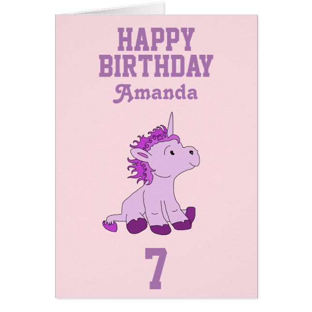 Tarjeta de cumpleaños de Unicornio para niños - Pe (Frente)