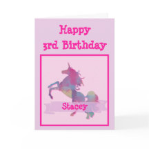 Tarjeta de cumpleaños de Unicornio Pastel Rosa