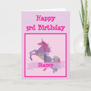 Tarjeta de cumpleaños de Unicornio Pastel Rosa