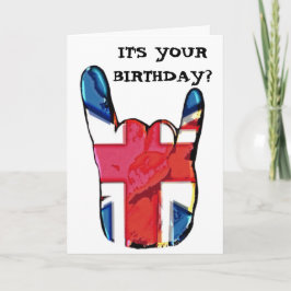Tarjeta de cumpleaños de Union Jack Horns Pop Art 