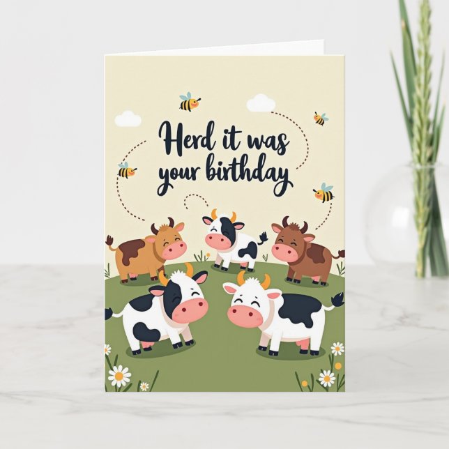 Tarjeta de cumpleaños de vaca alegre (Anverso)