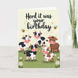 Tarjeta de cumpleaños de vaca caprichosa