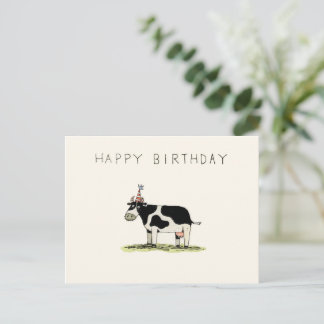 Tarjeta de cumpleaños de vaca cutánea