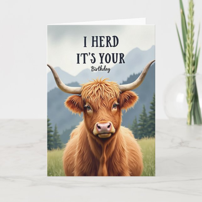 Tarjeta de cumpleaños de vaca de las Highlands (Anverso)