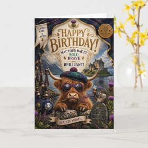 Tarjeta de cumpleaños de vaca de las Highlands con