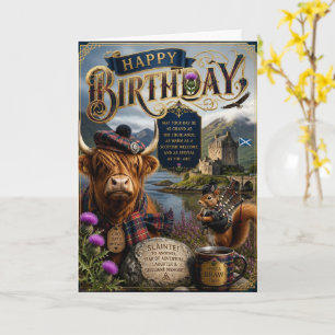 Tarjeta de cumpleaños de vaca de las Highlands gai