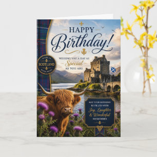 Tarjeta de cumpleaños de vaca de las Highlands hec