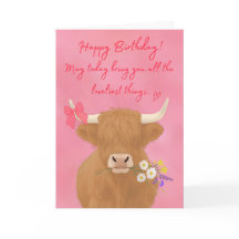 Tarjeta de cumpleaños de vaca de las Highlands lin