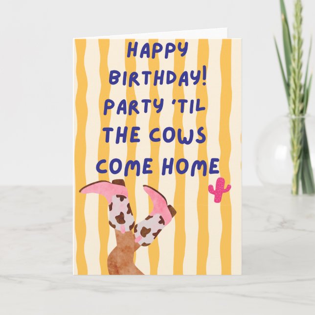 Tarjeta de cumpleaños de vaca divertida (Anverso)