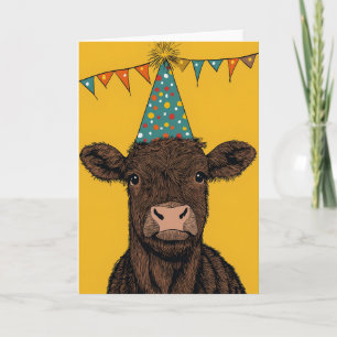 Tarjeta de cumpleaños de vaca fiesta