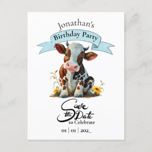 Tarjeta de cumpleaños de vaca para niño