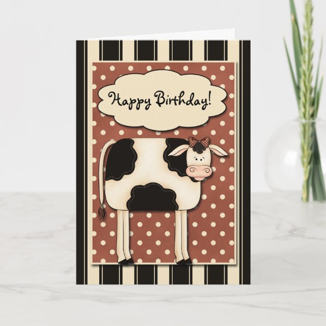 Tarjeta de cumpleaños de vacas en mosaico (Anverso)