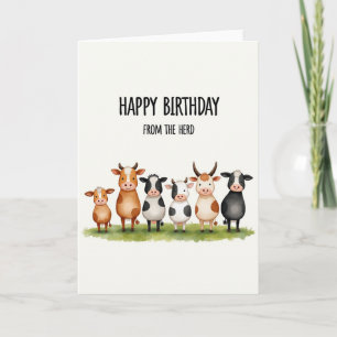 Tarjeta de cumpleaños de vacas encantadoras