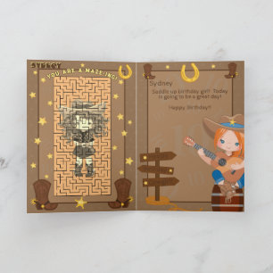 Tarjeta de cumpleaños de vaquera U R A-Maze-ing Gi