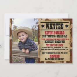 Tarjeta de cumpleaños de vaquero del oeste con car