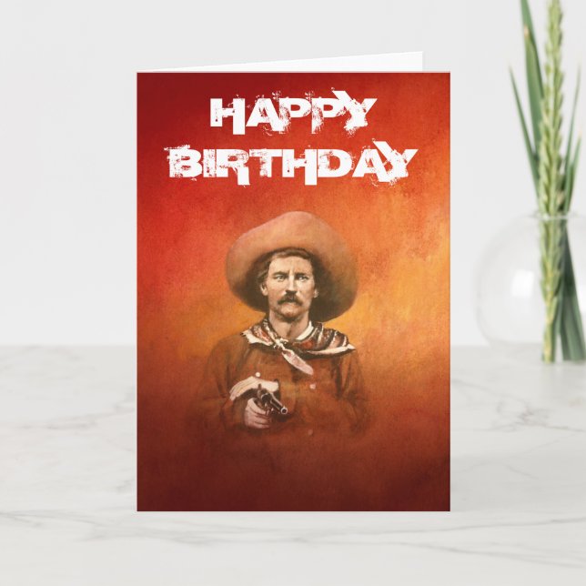 Tarjeta de cumpleaños de vaquero del Salvaje Oeste (Anverso)