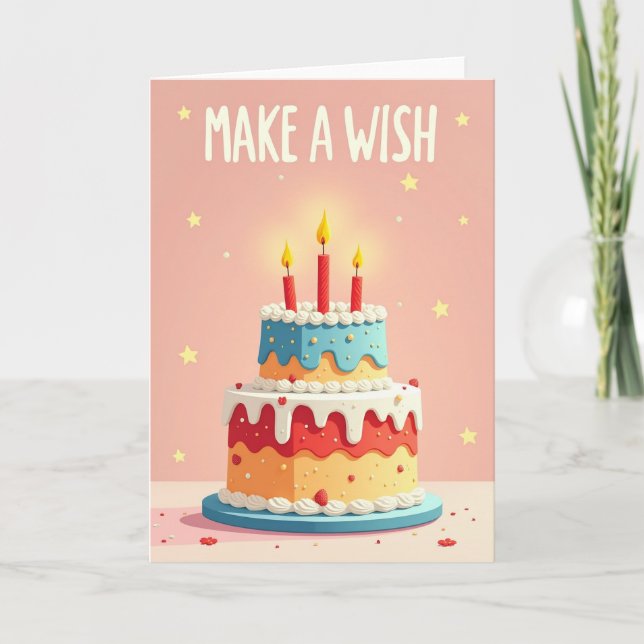 Tarjeta de cumpleaños de varios pisos colorida (Anverso)