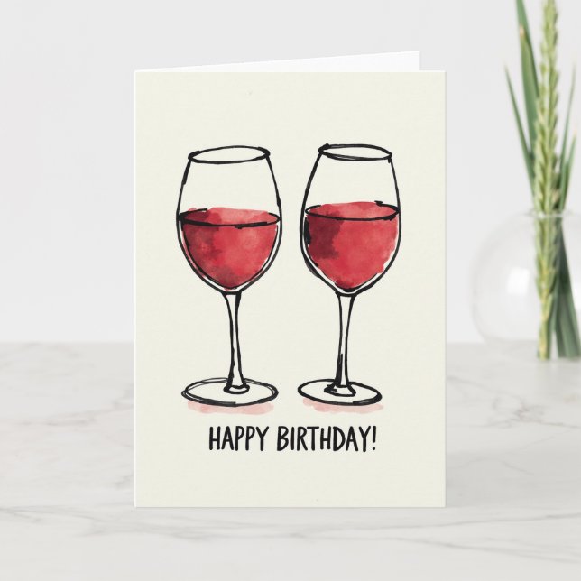 Tarjeta de cumpleaños de vaso crimson alegre (Anverso)