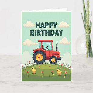 Tarjeta de cumpleaños de vehículo agrícola