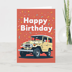 Tarjeta de cumpleaños de vehículo antiguo