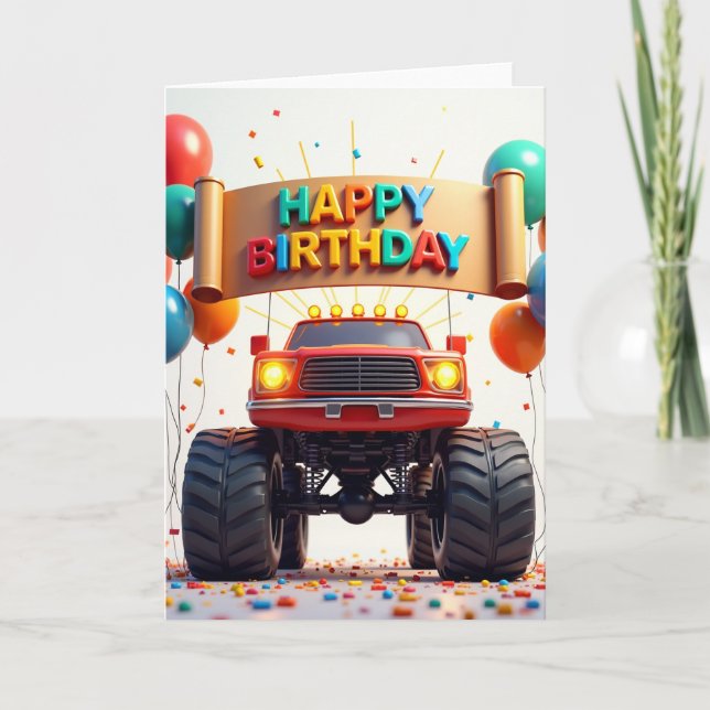 Tarjeta de cumpleaños de vehículo de aventura (Anverso)