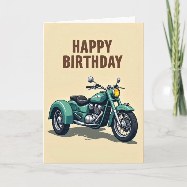 Tarjeta de cumpleaños de vehículo teal (Anverso)