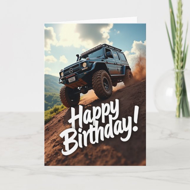 Tarjeta de cumpleaños de vehículo todoterreno (Anverso)