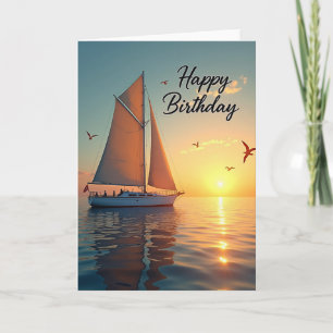 Tarjeta de cumpleaños de vela al atardecer