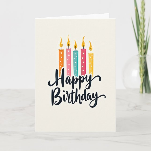 Tarjeta de cumpleaños de vela alegre (Anverso)