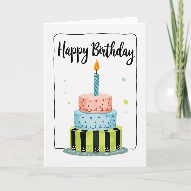 Tarjeta de cumpleaños de vela azul (Anverso)