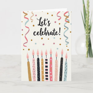 Tarjeta de cumpleaños de vela con purpurina